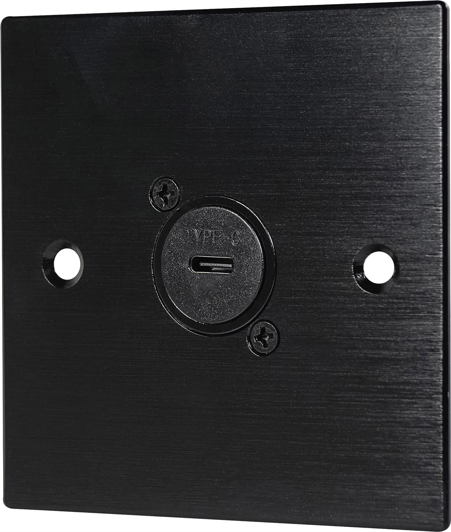 Black Wall Face Plate Electrical AV Slim Series 1 x USB C Socket Feedthrough Wall Plate Metal