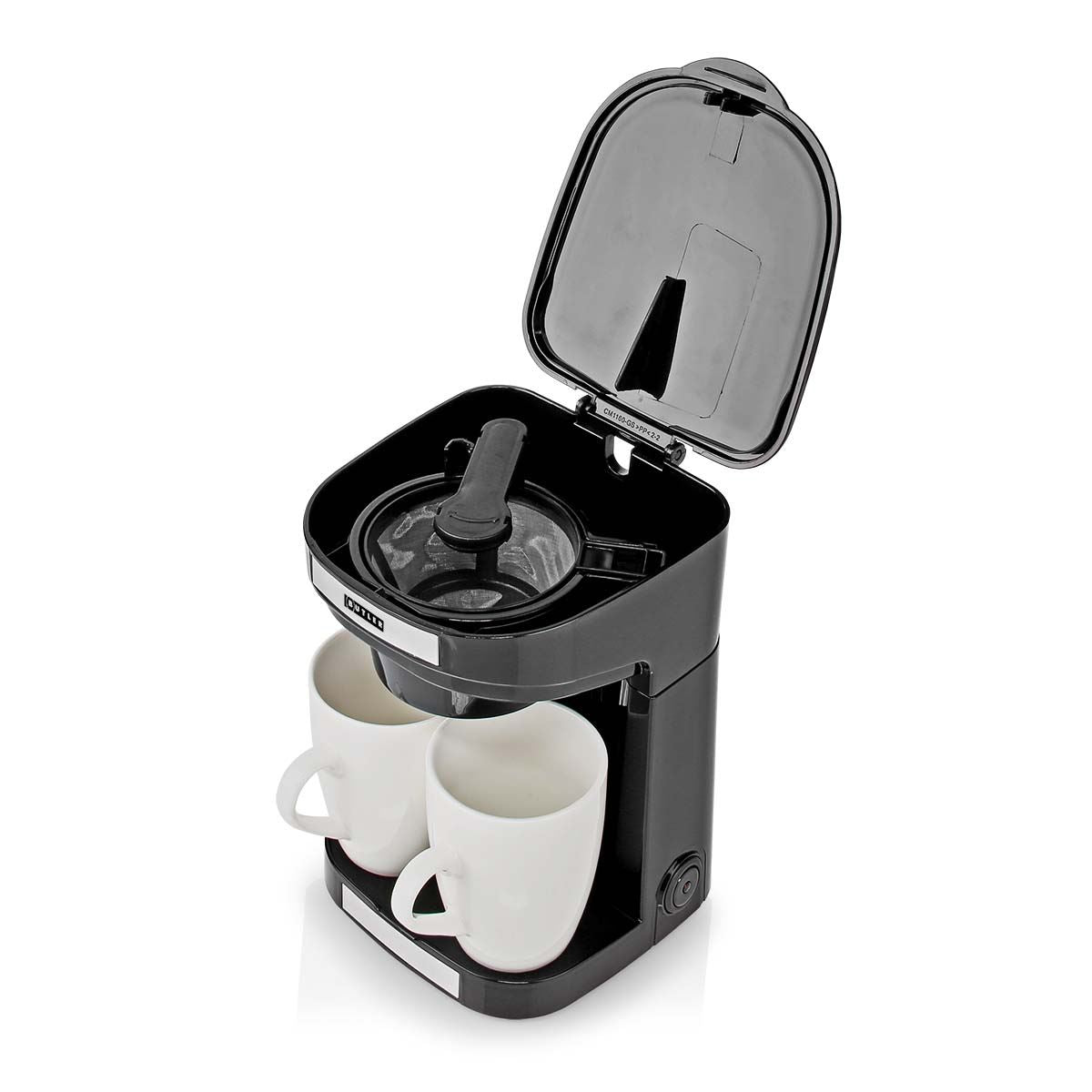 Butler 2 Cup Coffee Maker 0.25L Easy to Use Nylon Reusable Filter with Cups - Black