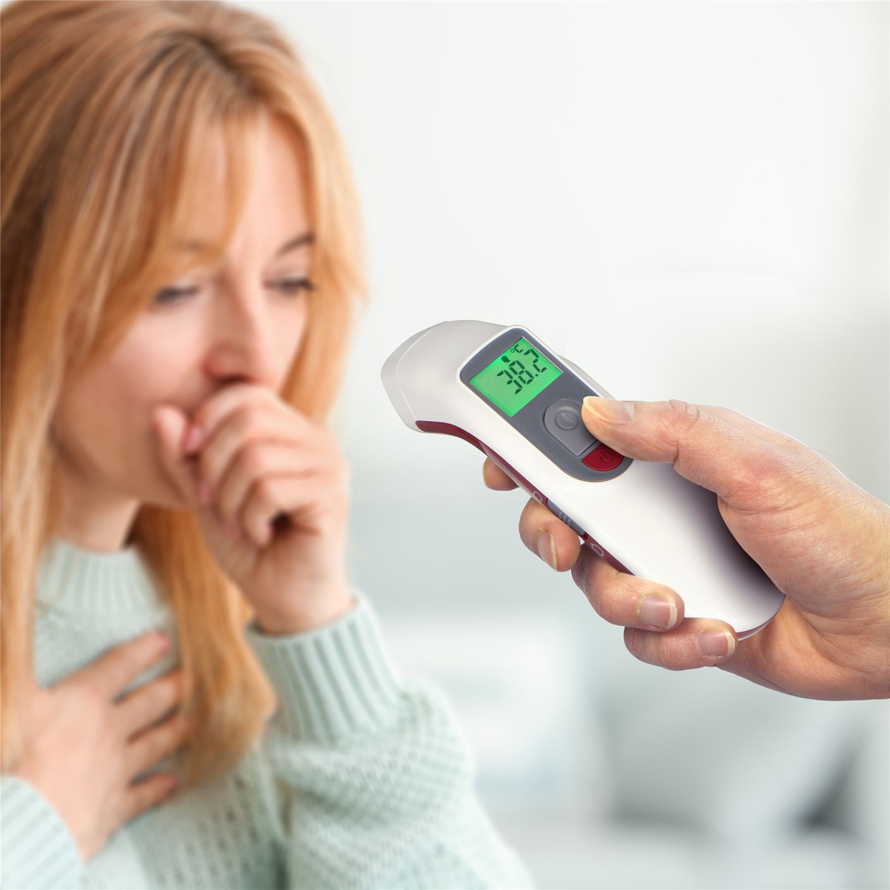 Fysic No-Touch Forehead Thermometer for Adults, Infrared Digital Thermometer for Kids, Touchless Baby Thermometer, Accurate Reading with LCD Display for Home Use Family Healthcare Temperature Measurement