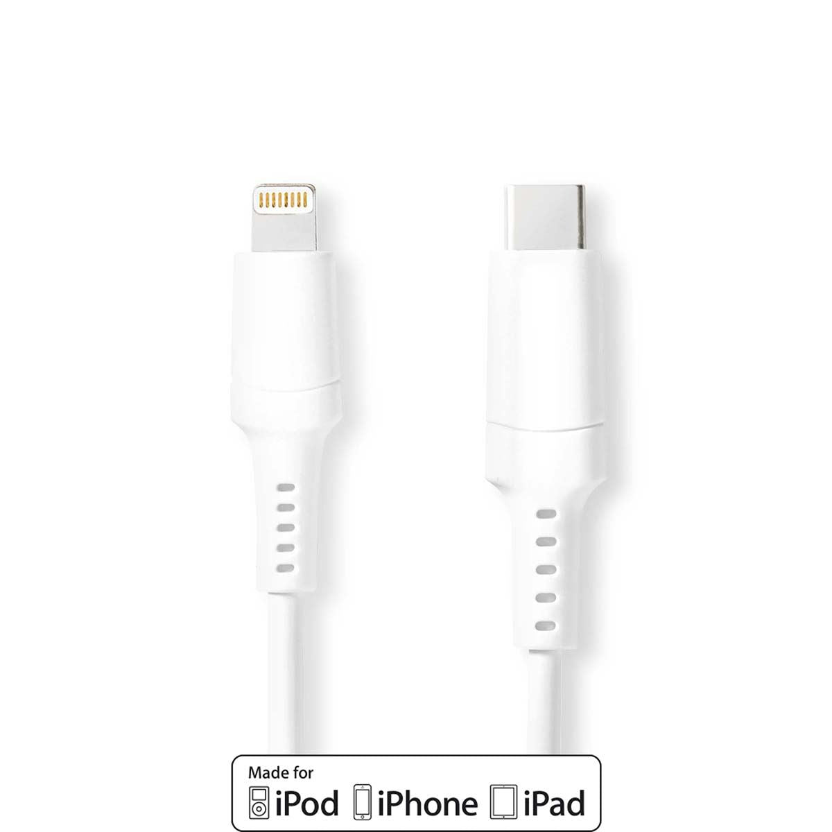 Nedis Lightning Cable | USB 2.0 | Apple Lightning 8-Pin | USB-C™ Male | 480 Mbps | Nickel Plated | 2.00 m | Round | PVC | White | Box