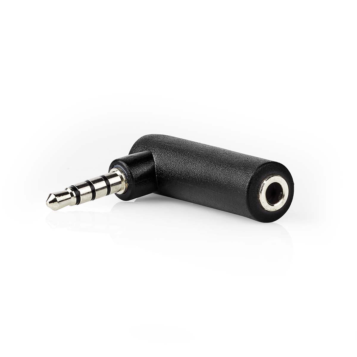 Nedis Stereo Audio Adapter | 3.5 mm Male | 3.5 mm Female | Nickel Plated | Angled 90° | Metal | Black | 1 pcs | Box