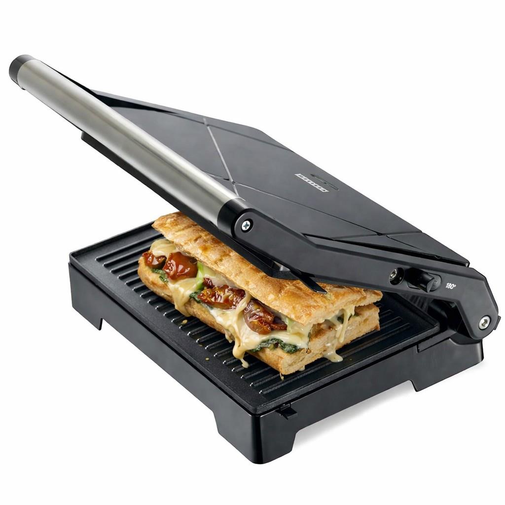 MELISSA 2-in-1 Electric Panini Press & Grill, Fold-Out, 1000W Fit Grill with Non-Stick Plates & Drip Tray