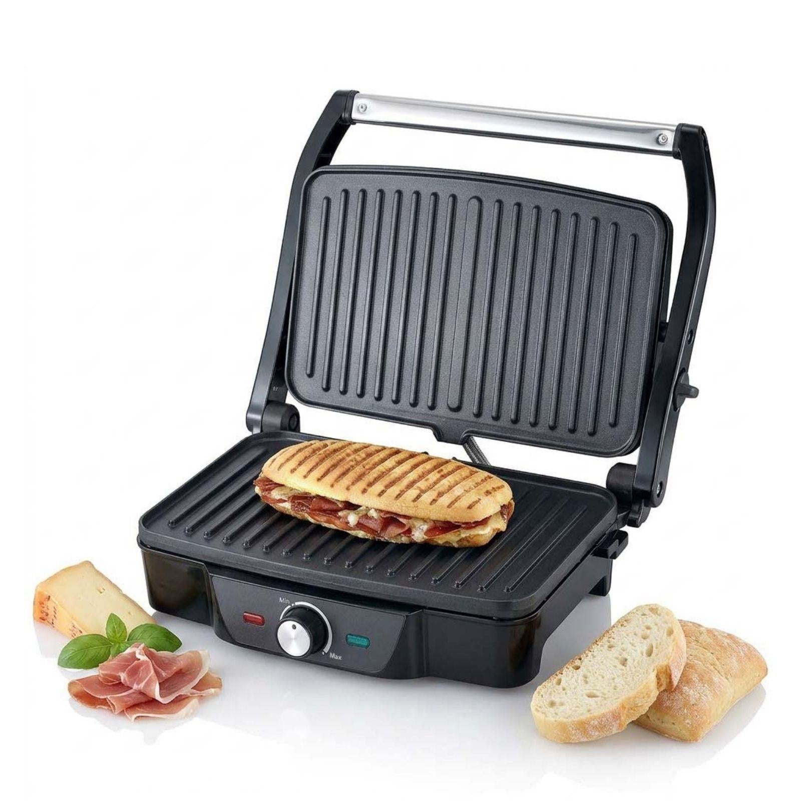 MELISSA 2-in-1 Electric Panini Press & Grill, Fold-Out, 1600W with Non-Stick Reversible Plates, Adjustable Temperature Control & Drip Tray
