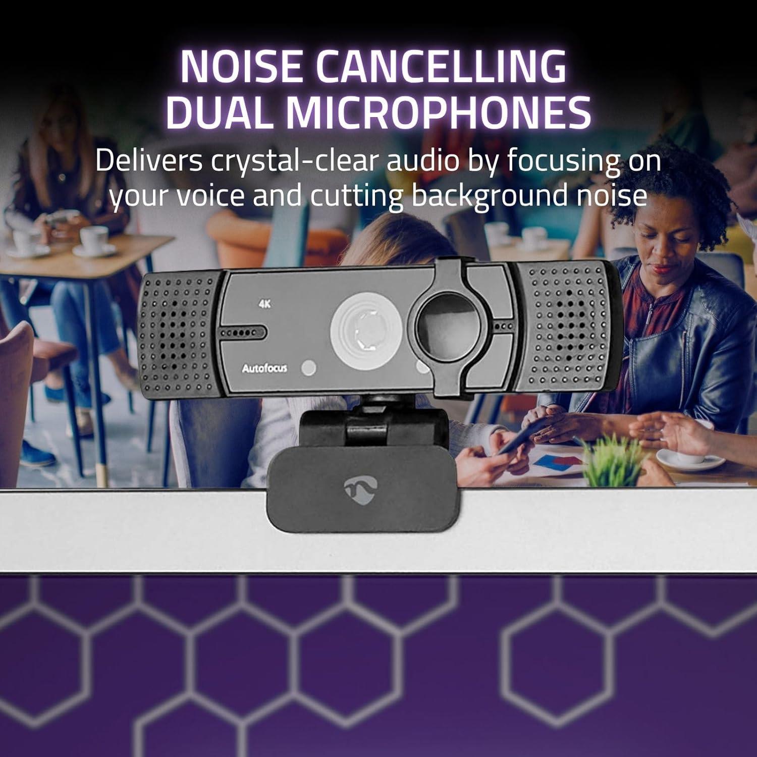 Nedis Webcam | Full HD@60fps / 4K@30fps | Auto Focus | Built-In Microphone | Black