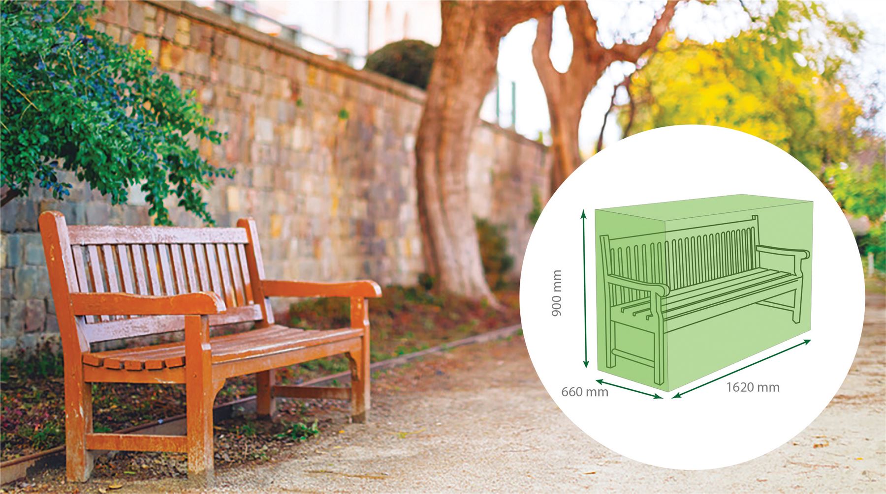 Water Resistant 3 Seater Bench Cover H: 900mm W: 1620mm D: 660mm