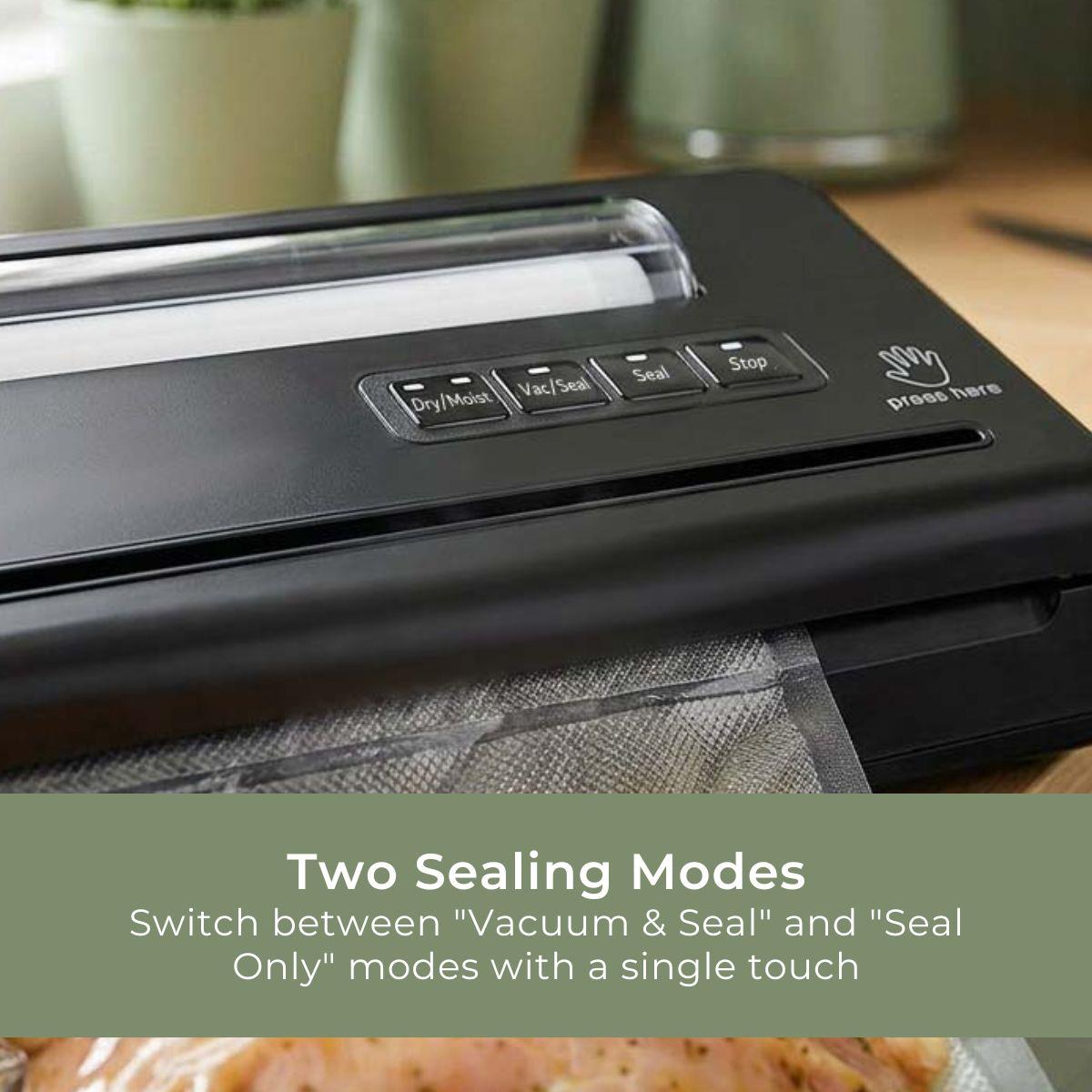 MELISSA Vacuum Sealer Machine, 28cm Seal Food Sealer, with Roll holder and 1 Roll Included for Vac/Seal/Rice/Wet/Dry Mode, Built-in Cutter and Visible LED Indicator