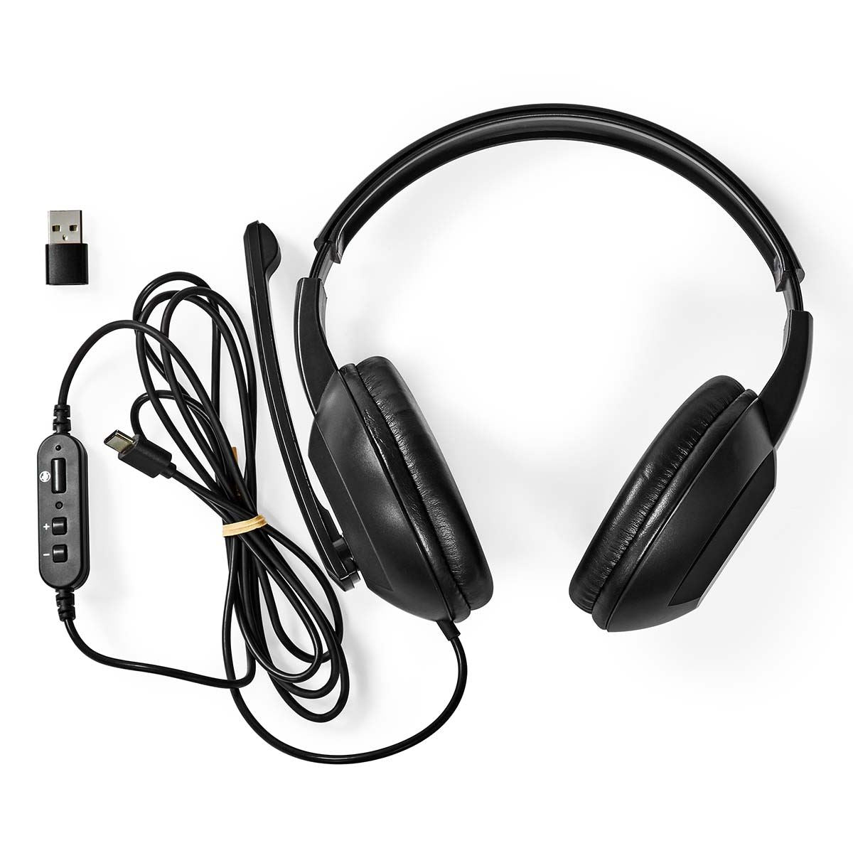 Nedis PC Headset | Over-Ear | Stereo | USB Type-A / USB Type-C™ | Fold-Away Microphone | Black