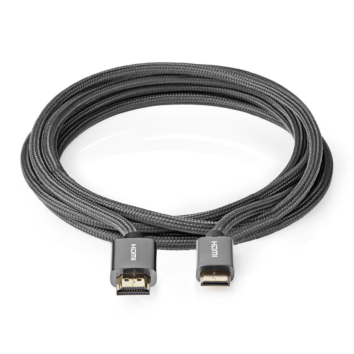 Nedis High Speed HDMI™ Cable with Ethernet | HDMI™ Connector | HDMI™ Mini Connector | 4K@60Hz | 18 Gbps | 2.00 m | Round | Cotton | Anthracite / Gun Metal Grey | Cover Window Box