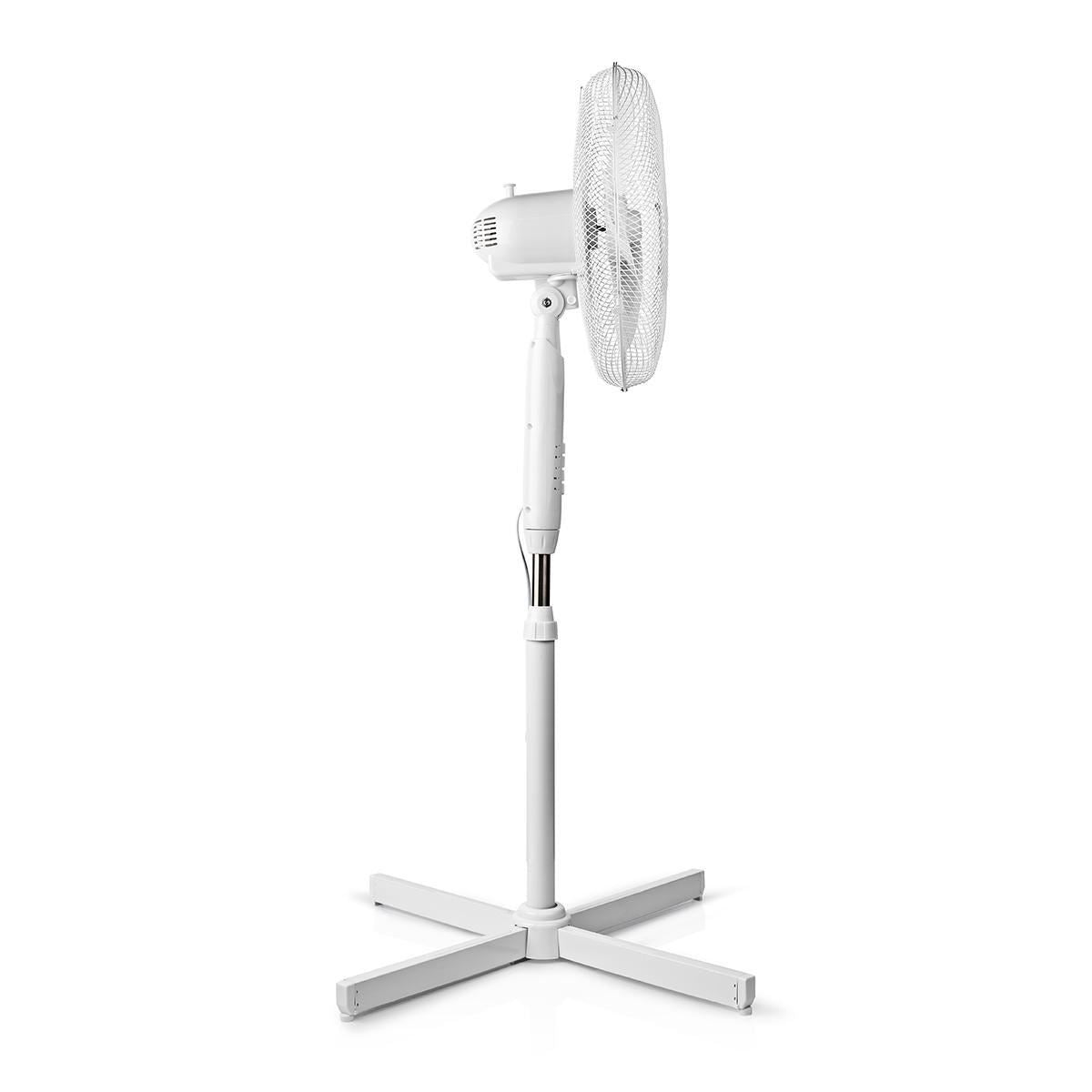 Nedis 40cm Stand Fan 3-Speed with Oscillation 40W, Adjustable height, Shut-off timer, Remote control - White