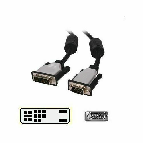 2.5m DVI-A 12+5 Pin Male to SVGA 15 Pin Male Cable Lead with Ferrite Metal Ended