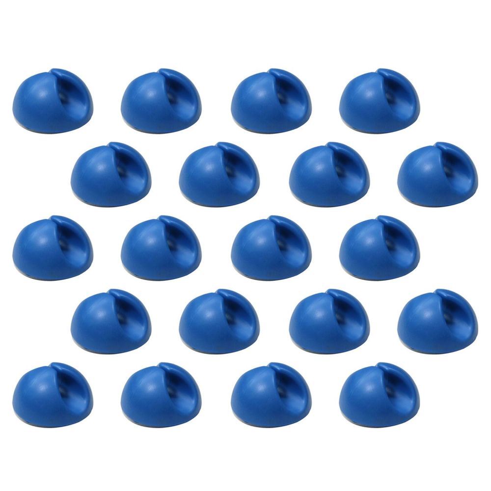 Ex-Pro 20 Pack Single Cable Desk Tidy Clips, Self Adhesive Cord Holder Clips for USB Power Wire PC Office Home, Blue