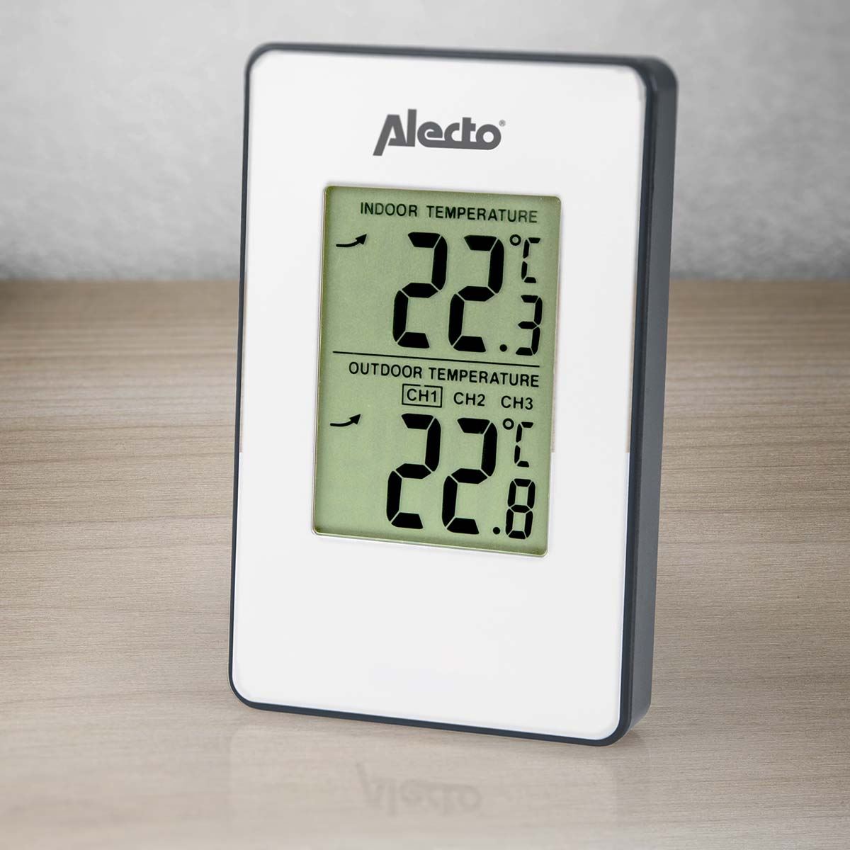 Alecto WS-1050 Weather Station - Indoor Outdoor Thermometer, Wireless Sensor, Min Max Display, Battery Powered, Wall Mountable
