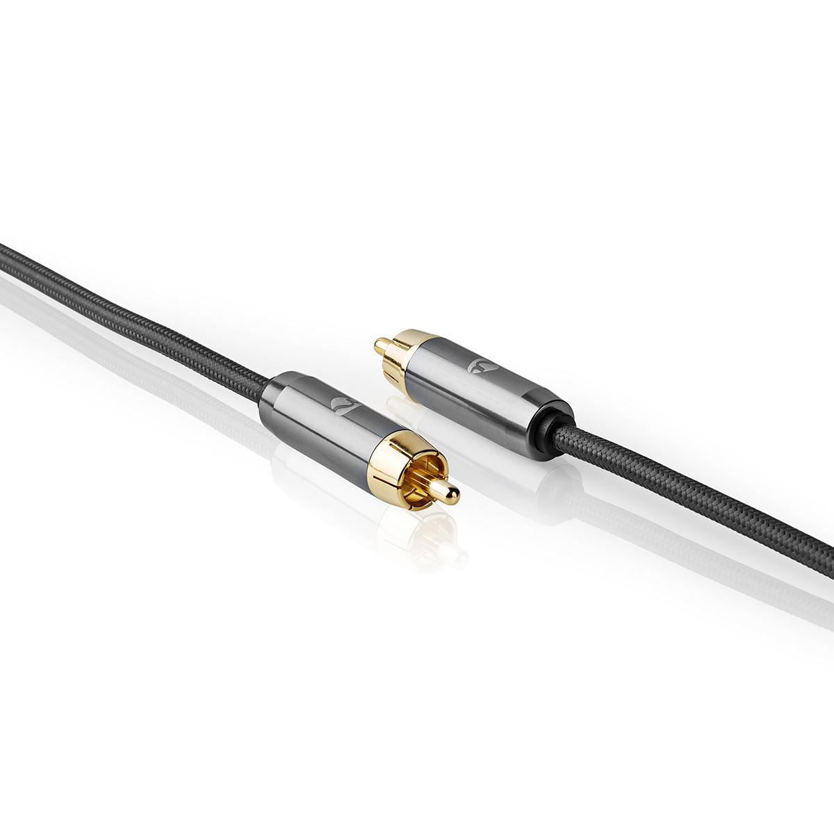 Nedis Subwoofer Cable | RCA Male | RCA Male | Gold Plated | 5.00 m | Round | 4.5 mm | Anthracite / Gun Metal Grey | Cover Box