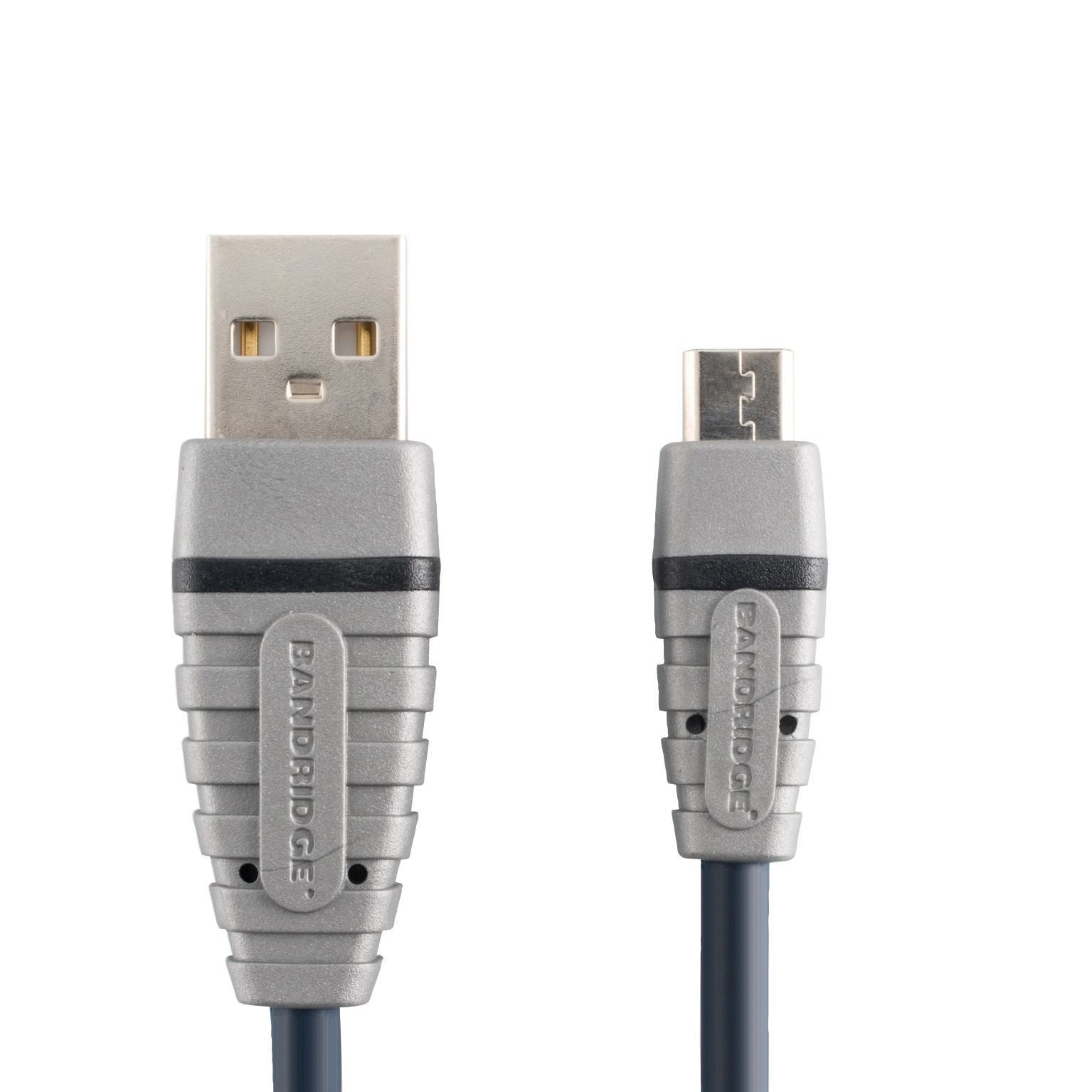 Bandridge 2m USB 2.0 Cable A Male - Micro B Male Round