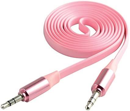 CLiPtec 1m Metal Slim Flat 3.5mm to 3.5mm Jack AUX Auxiliary Audio Cable - Pink