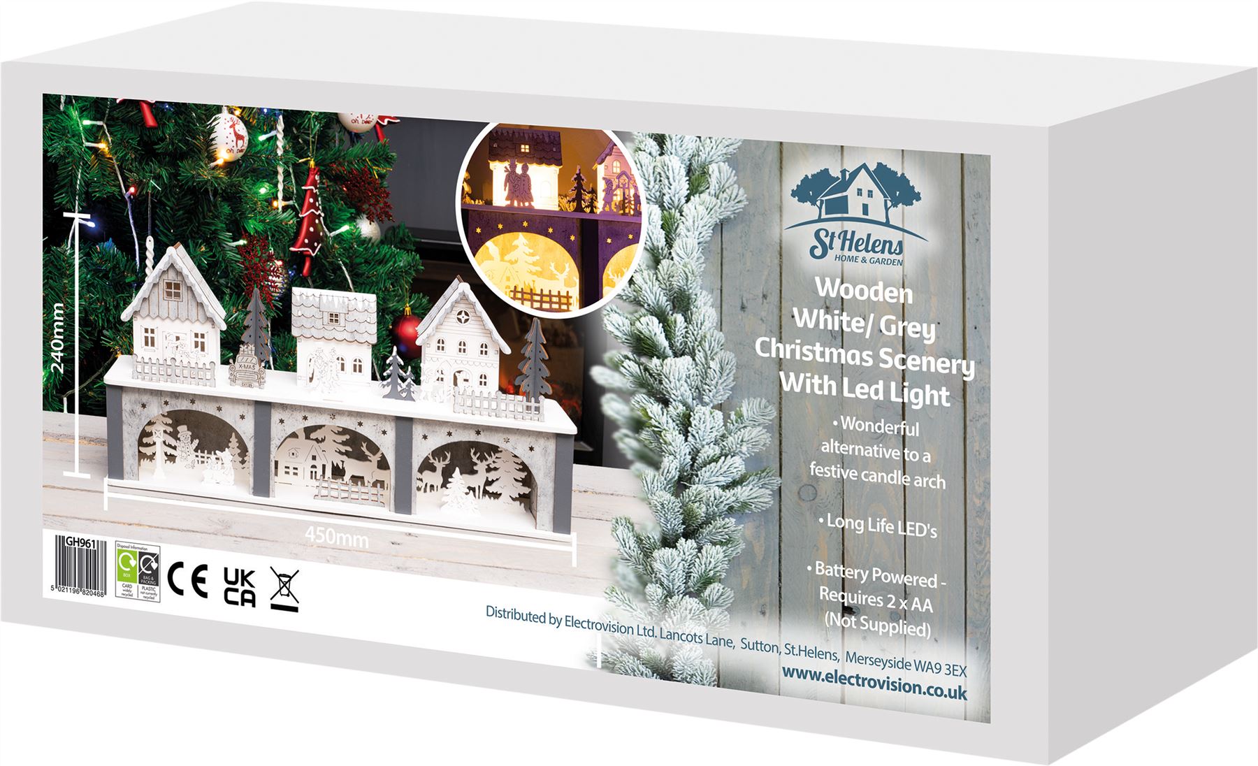 Wooden Light Up LED Christmas Festive Village Reindeer Scene Battery Powered