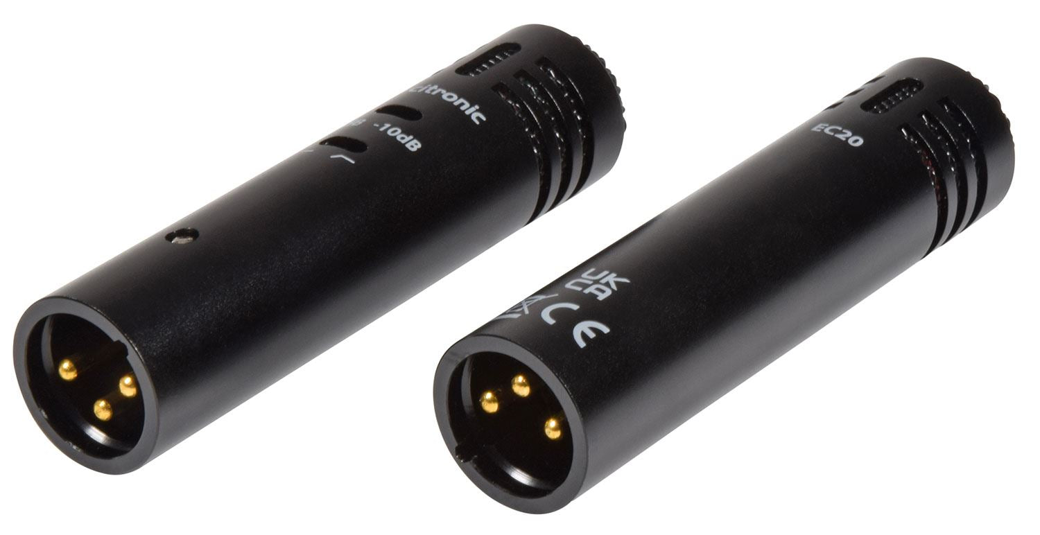 Citronic EC20 Ultra Sensitivity Mini Cardioid Condenser Microphones - Pair