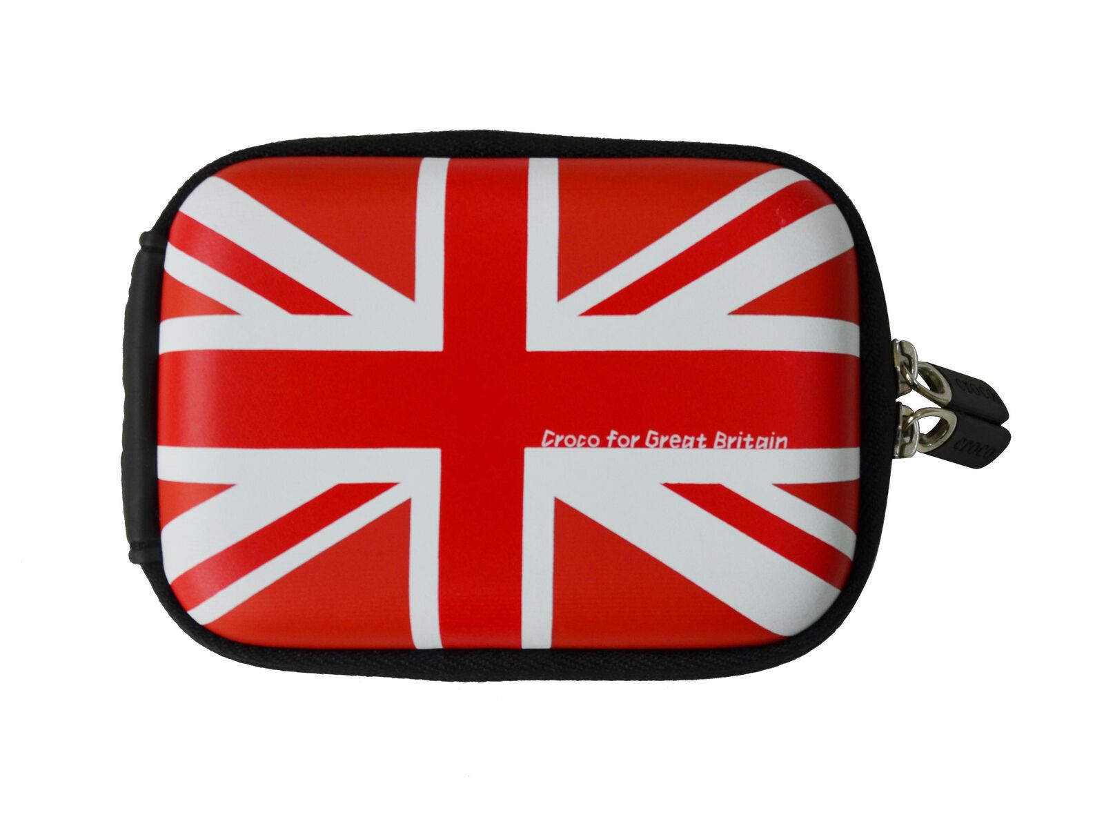 Croco Union Jack Flag Tough Case Shock/Water Proof for a Digital Cameras [Small] - Red