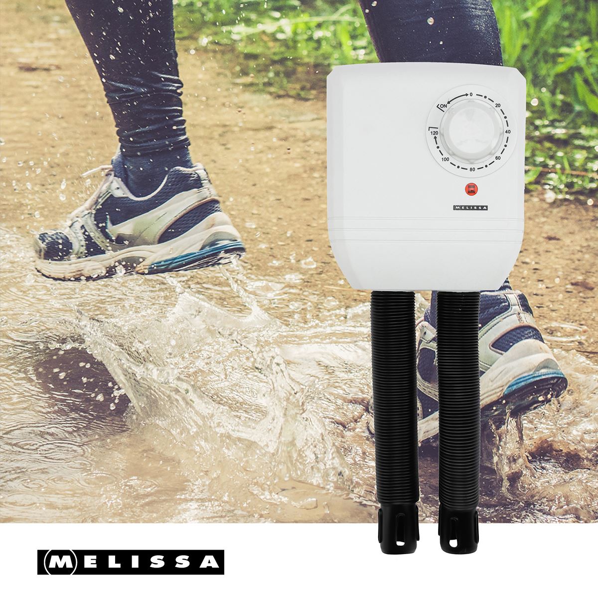 Melissa Electric 250w Shoe Dryer, Wall Mounted Boot Warmer with Heat Blower, 2 Warm Air Exhausts and Timer, Quick Drying for Wet Shoes, Gloves, Hats, Socks, Trainers, Boots and more