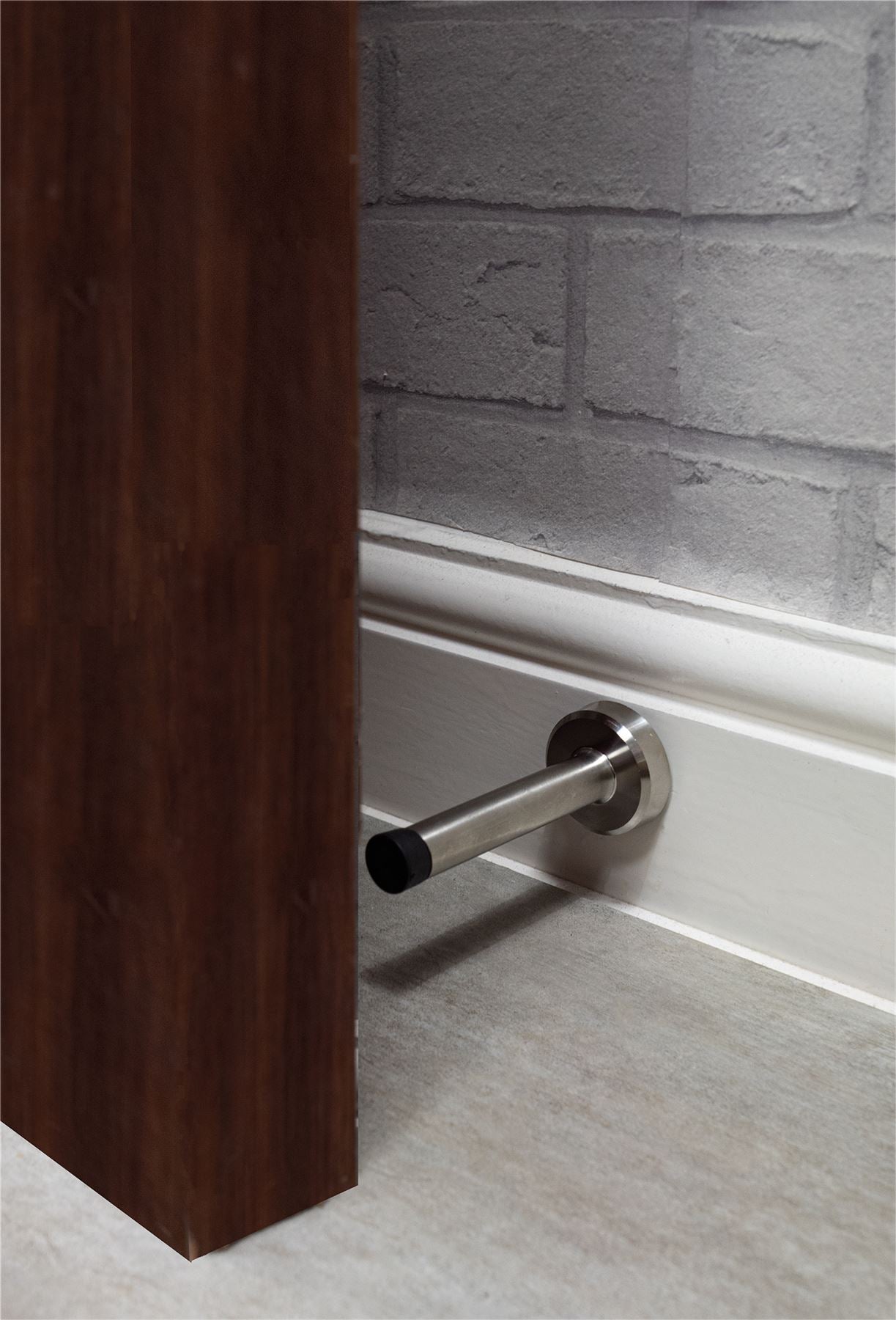 2 Pack 95mm Door Stops Wall Mounted Quality Satin Stainless Steenl with Rubber Stops