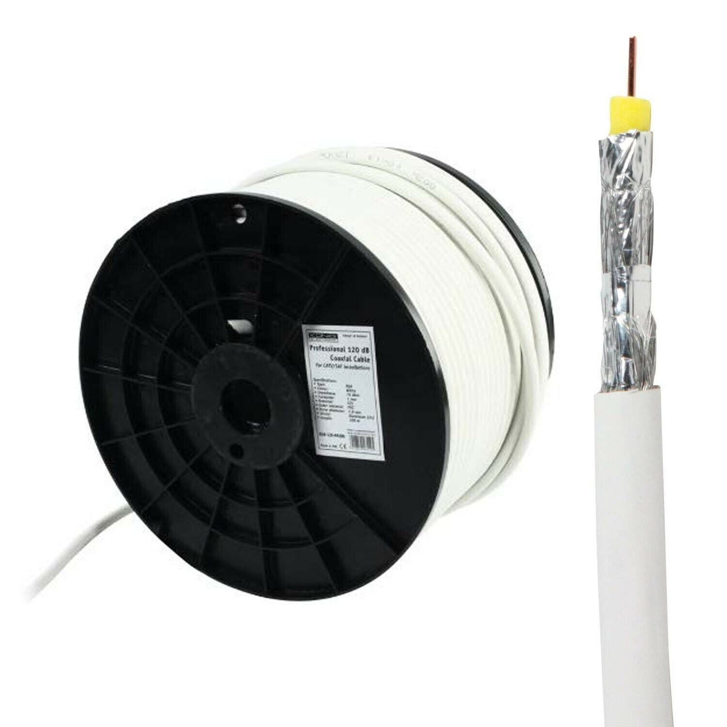 100m Coaxial RG6 Cable Wire Reel Drum 120dB CCS