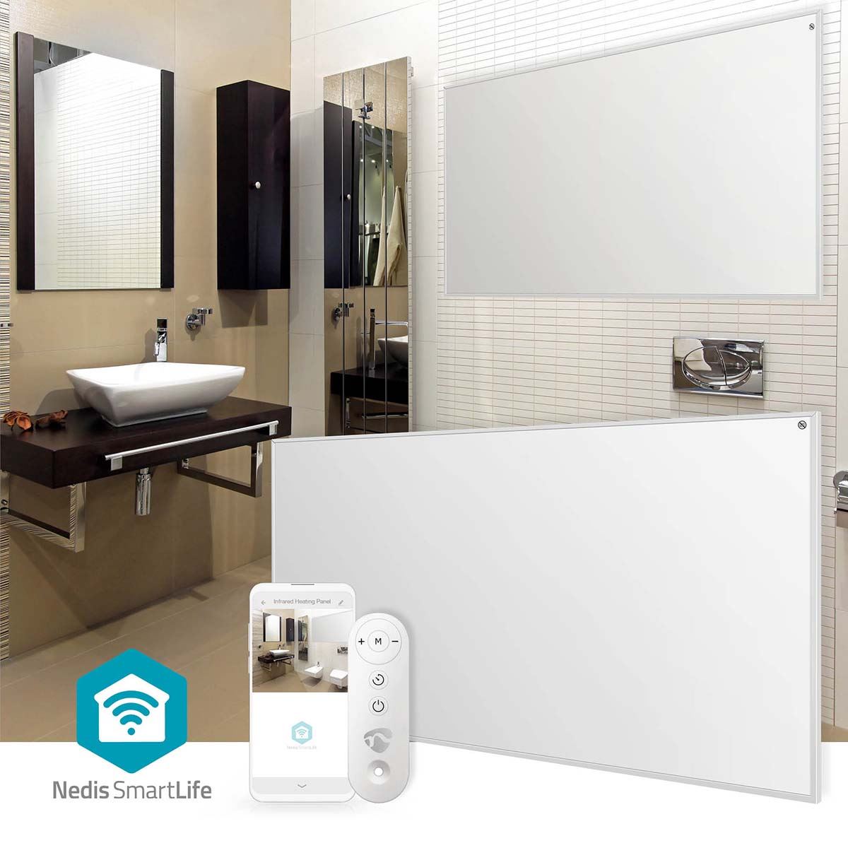Nedis SmartLife Infrared Heating Panel | 700 W | 1 Heat Setting | Adjustable thermostat | Remote control | IP44 | White
