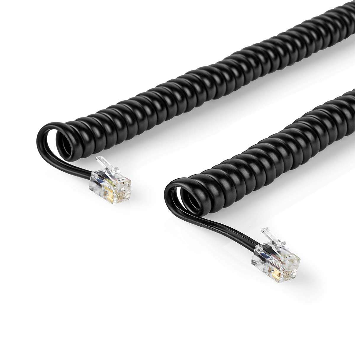 Nedis Telecom Cable | RJ10 Male | RJ10 Male | 5.00 m | Cable design: Coiled | Cable type: RJ10 | Black | Envelope