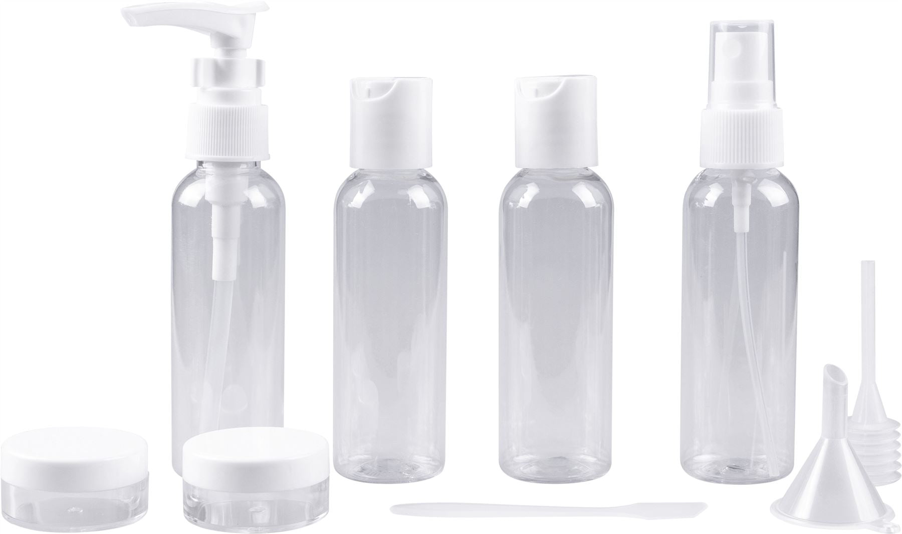 9 Piece Air Security Approved Travel Bottle Set / Bottle / Spray / Pump / Jars