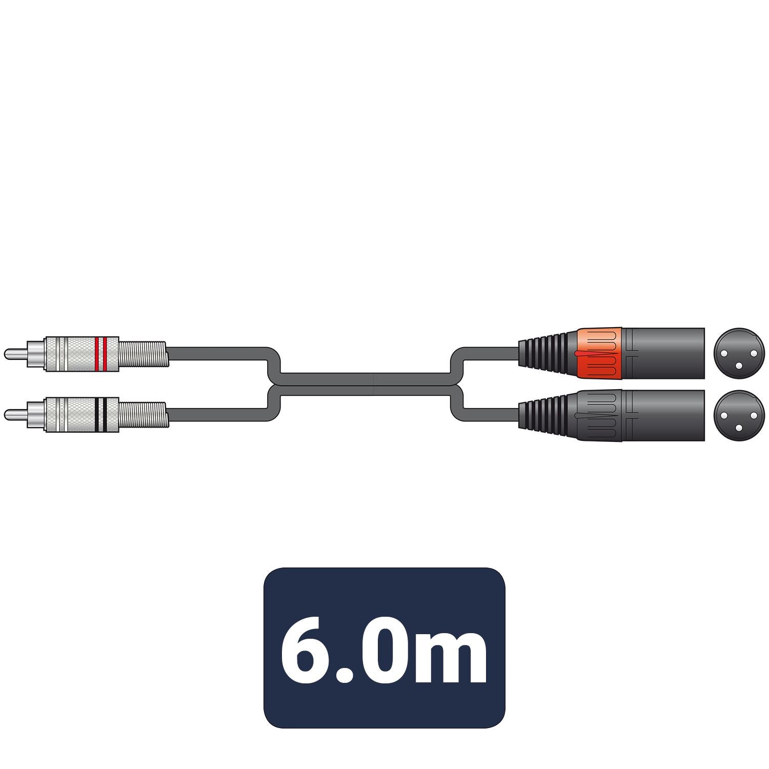 Citronic 6m Classic Audio Lead 2 x RCA Male Plugs - 2 x XLR Male