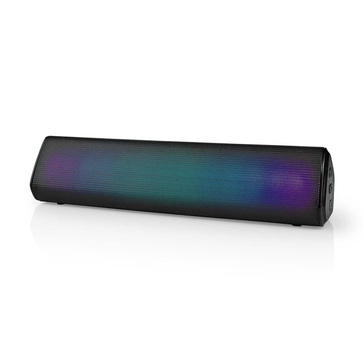 Nedis Bluetooth Speaker, 2.0 Channel 18W Wireless with RGB LED, Tilted Table Design, TWS, Built-In Mic, USB-C, Aux-In, 6-Hour Battery, Lightweight & Portable � Black