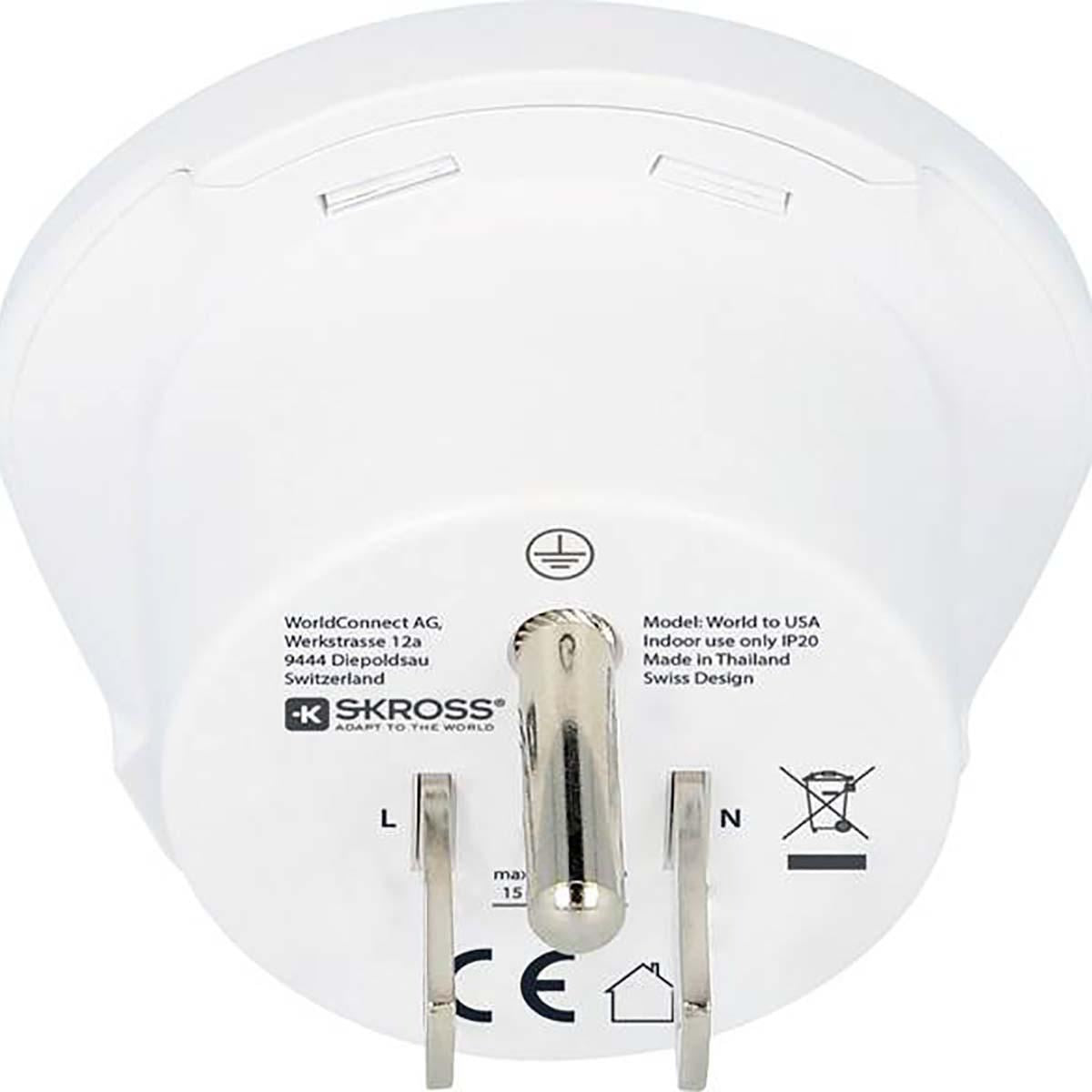 Skross Travel Adapter World-to-USA Earthed