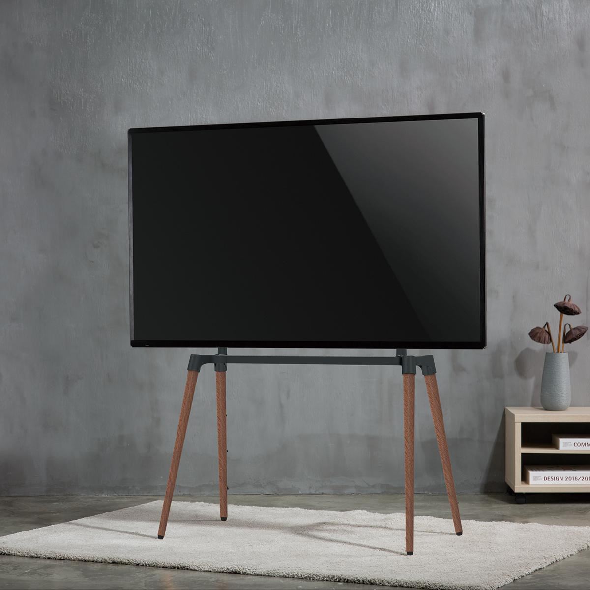 Nedis TV Floor Stand | 60 - 75 " | Maximum supported screen weight: 40 kg | Scandinavian Design | Anti-tip strap | Snap-lock | Aluminium / Steel | Black