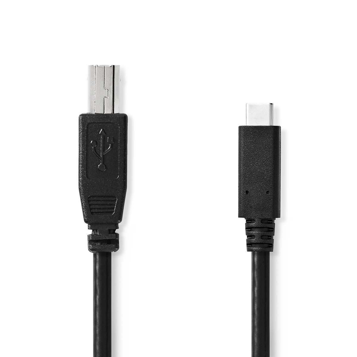 Nedis USB Cable | USB 2.0 | USB-C™ Male | USB-B Male | 480 Mbps | Nickel Plated | 1.00 m | Round | PVC | Black | Label