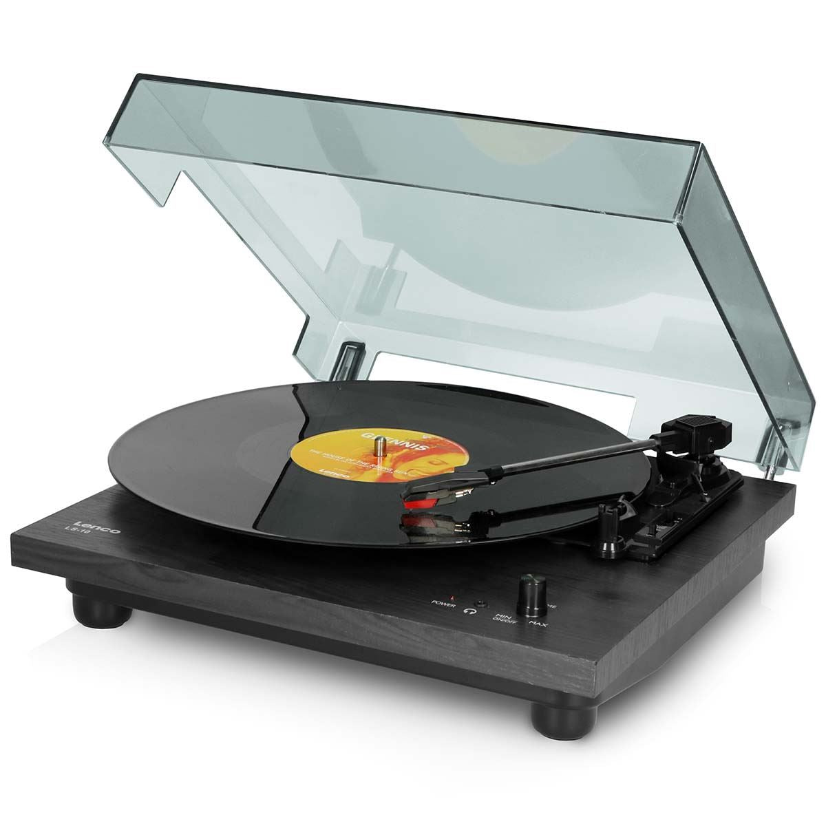 Lenco LS-10BK Wood Viynl Record Turntable with Built-In Speakers - Black