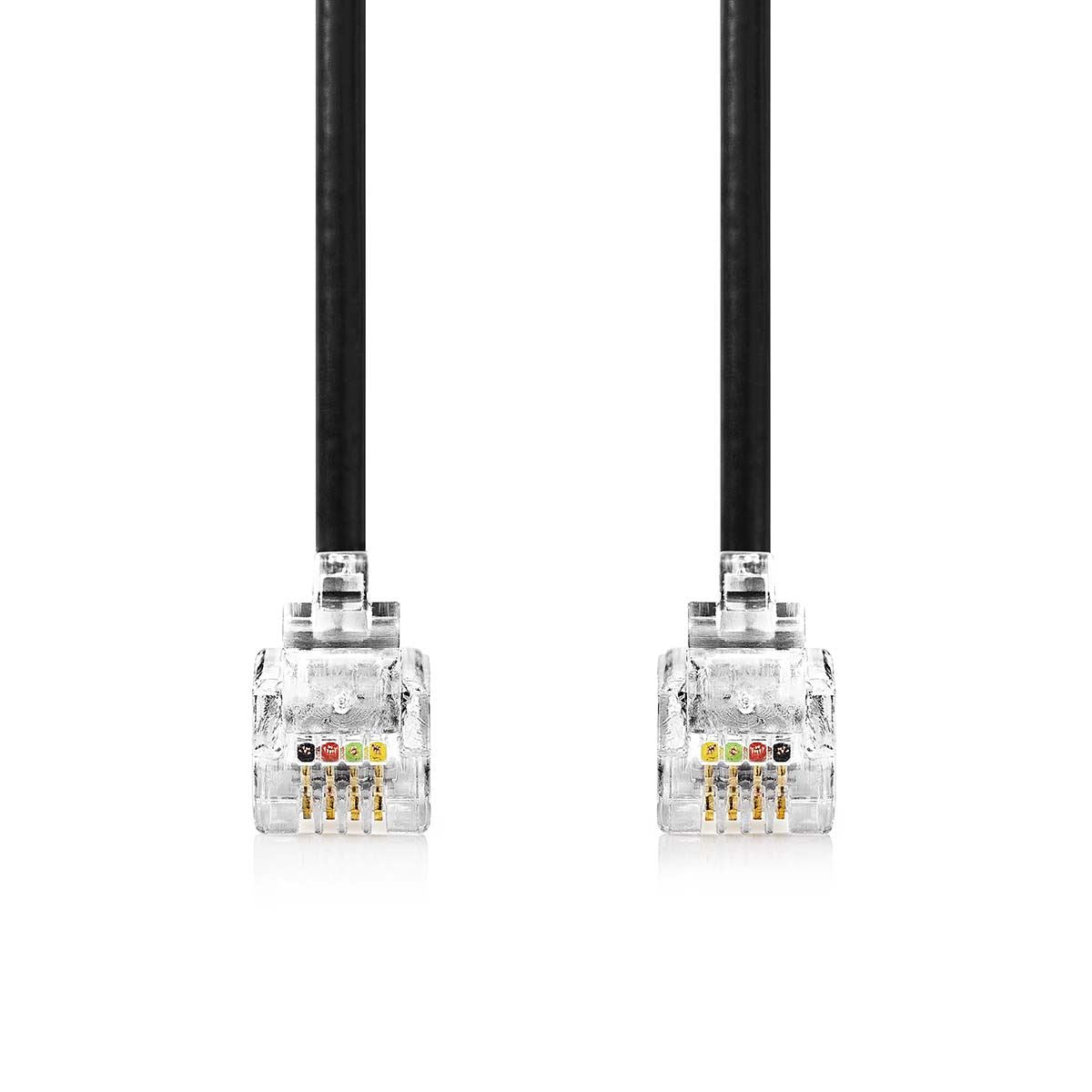 Nedis Telecom Cable | RJ10 Male | RJ10 Male | 5.00 m | Cable design: Coiled | Cable type: RJ10 | Black | Envelope