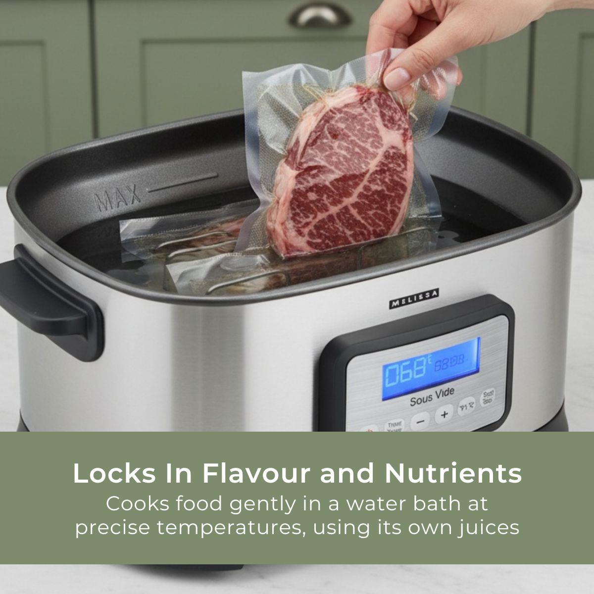 MELISSA Le-France Sous Vide 6L 520W, "French Under Vacuum Cooking" Cooker with LCD Timer, Healthier Juicery and Flavoursome, Stainless Steel / Black