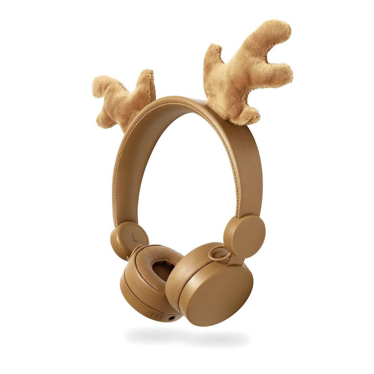 Kids On-Ear Lightweight Headphones with Magnetic Reindeer Ears, Adjustable Headband, Soft Ear Pads
