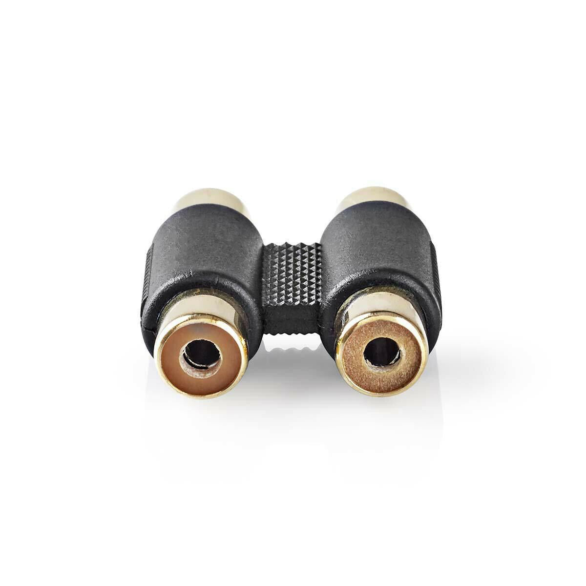 Stereo Audio Coupler Adapter 2x RCA Female - 2x RCA Female, Gold - Black