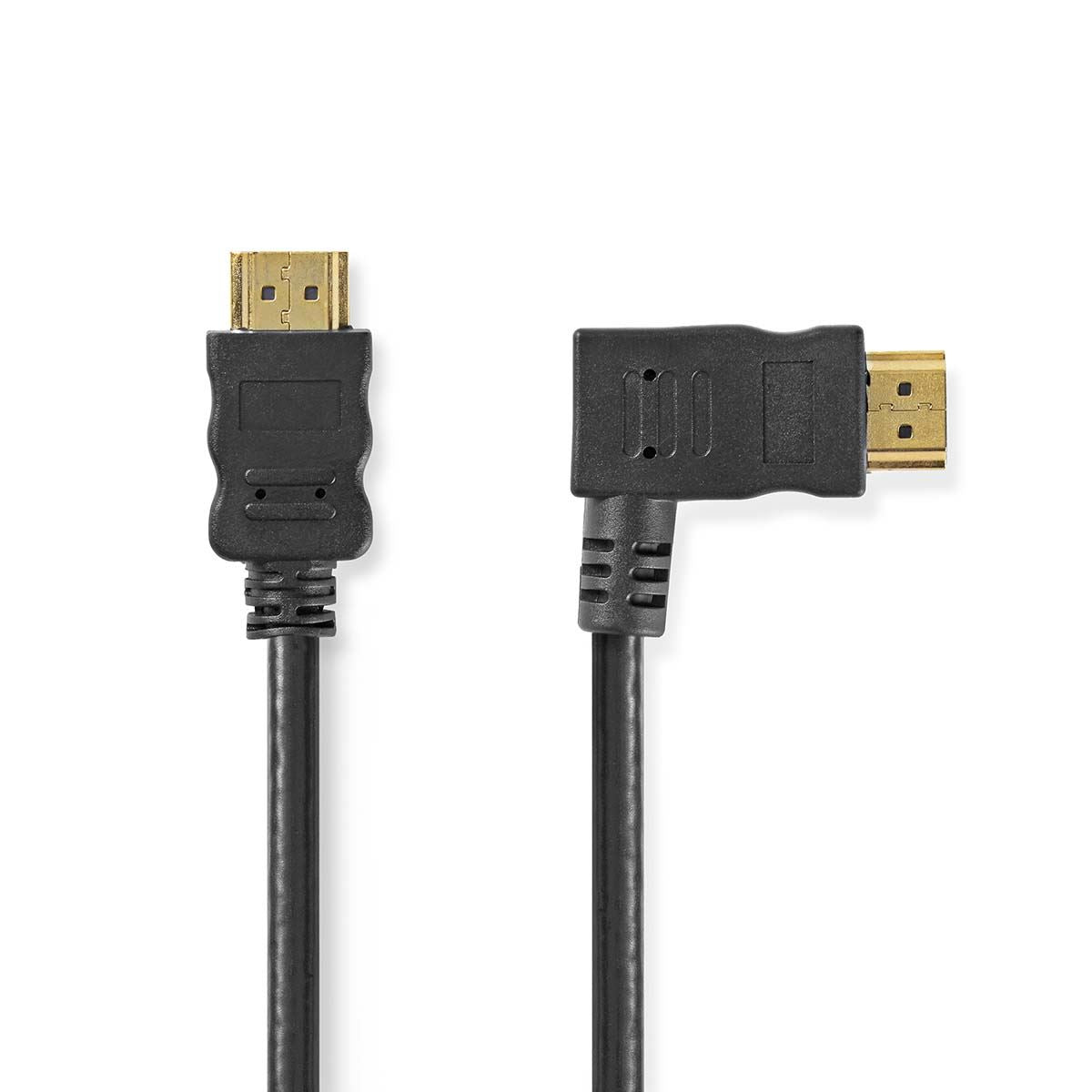 Nedis High Speed HDMI™ Cable with Ethernet | Right Hooked HDMI™ Connector | HDMI™ Connector | 4K@30Hz | 10.2 Gbps | 1.50 m | Round | PVC | Black | Envelope