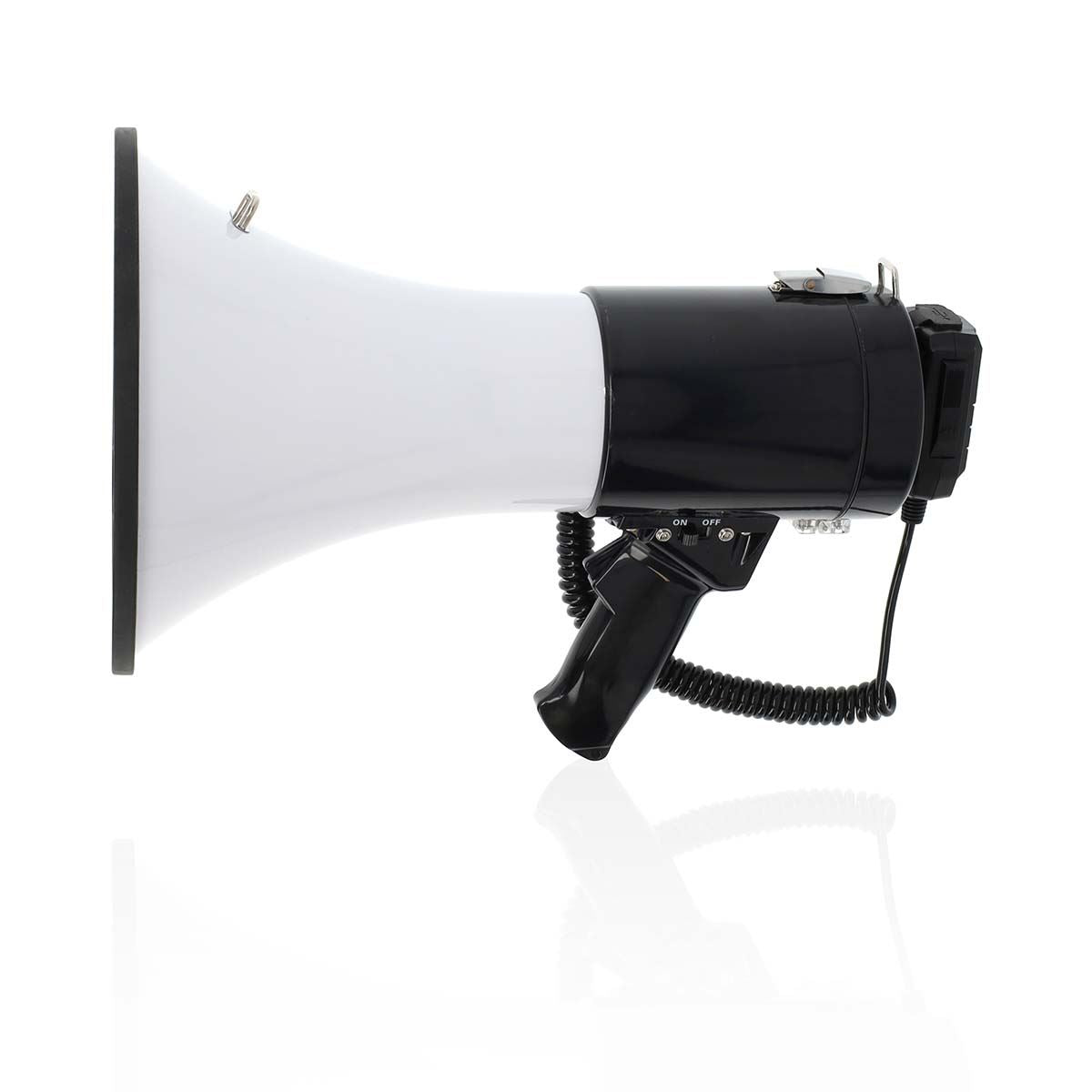Nedis Megaphone | Maximum range: 1500 m | Maximum Volume control: 120 dB | Detachable Microphone | Built-in siren | Bluetooth® | Recording function | USB playback | Shoulder strap | Black / White