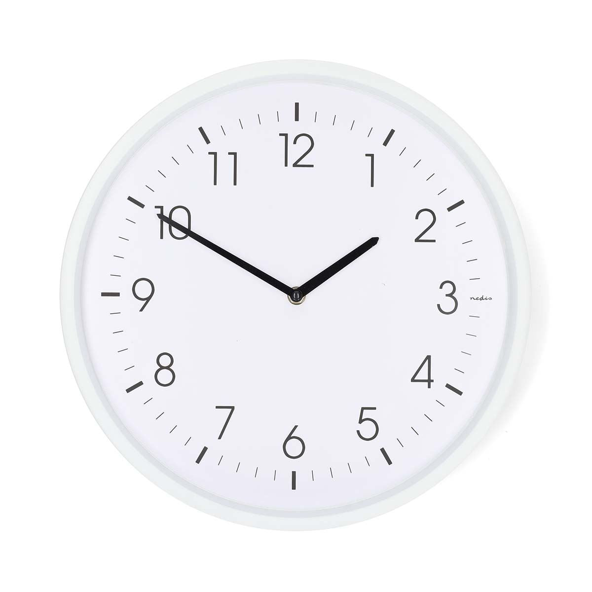 Nedis Large Wall Clock Clear Read Classic 36cm Diameter, Silent movement - White