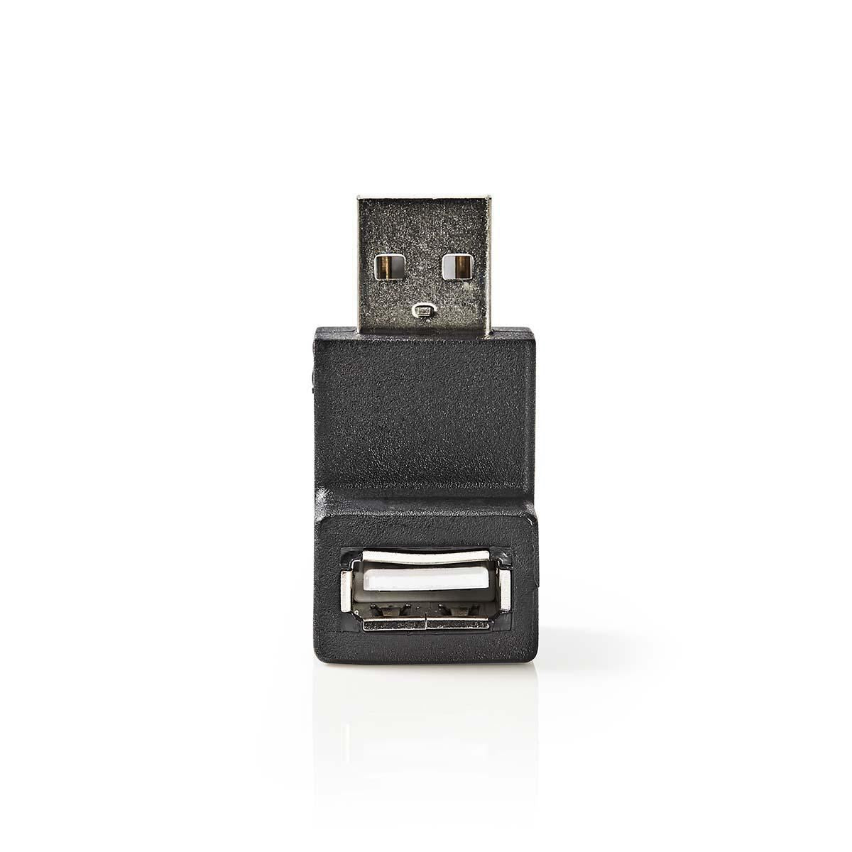 Nedis USB-A Adapter | USB 2.0 | USB-A Male | USB-A Female | 480 Mbps | Round | Nickel Plated | PVC | Black | Box