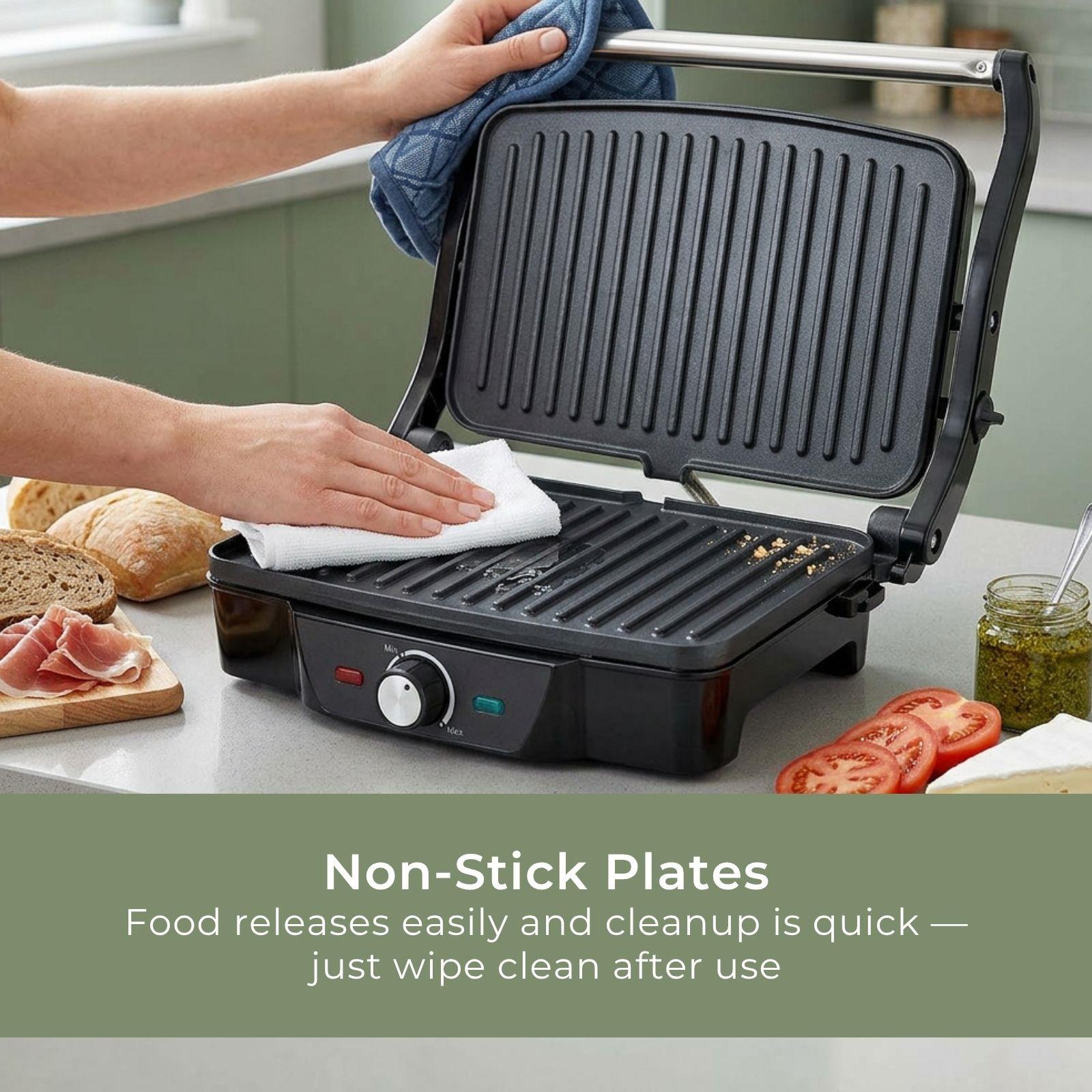 MELISSA 2-in-1 Electric Panini Press & Grill, Fold-Out, 1600W with Non-Stick Reversible Plates, Adjustable Temperature Control & Drip Tray