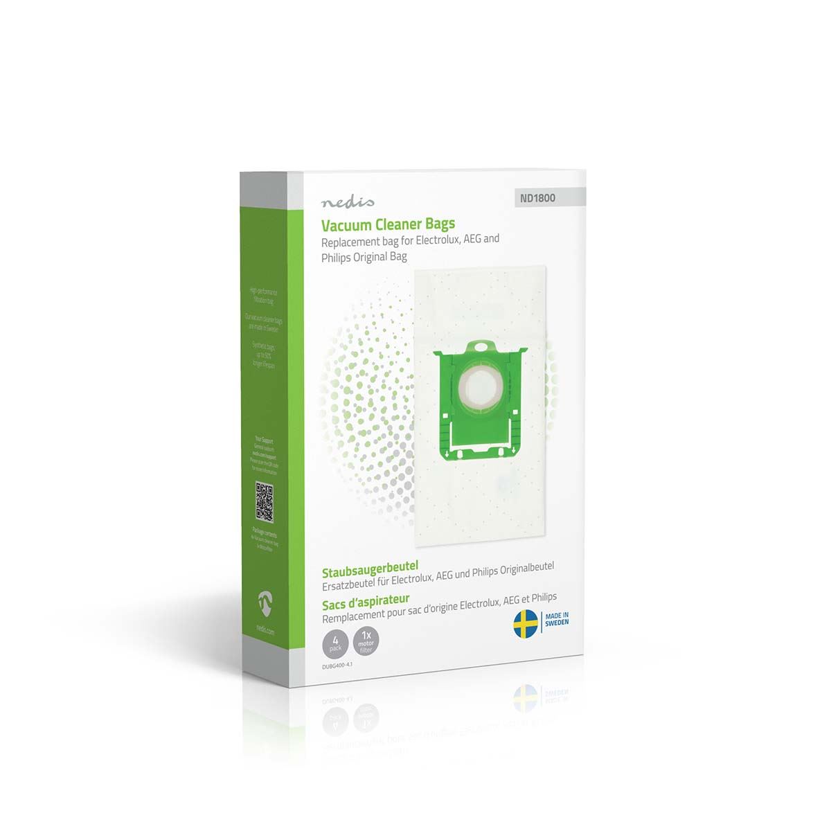 Nedis Vacuum Cleaner Bag | 4 pcs | Synthetic | Replacement for Replacement for Electrolux, AEG and Philips Original Bag