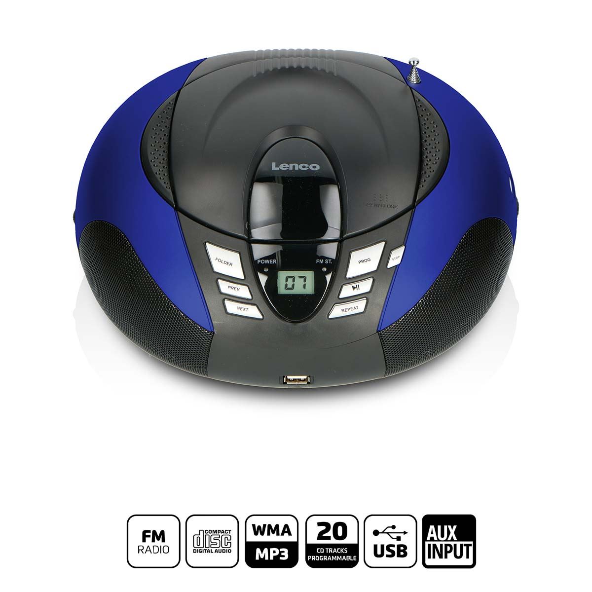 Lenco Portable FM Radio CD and USB player Blue