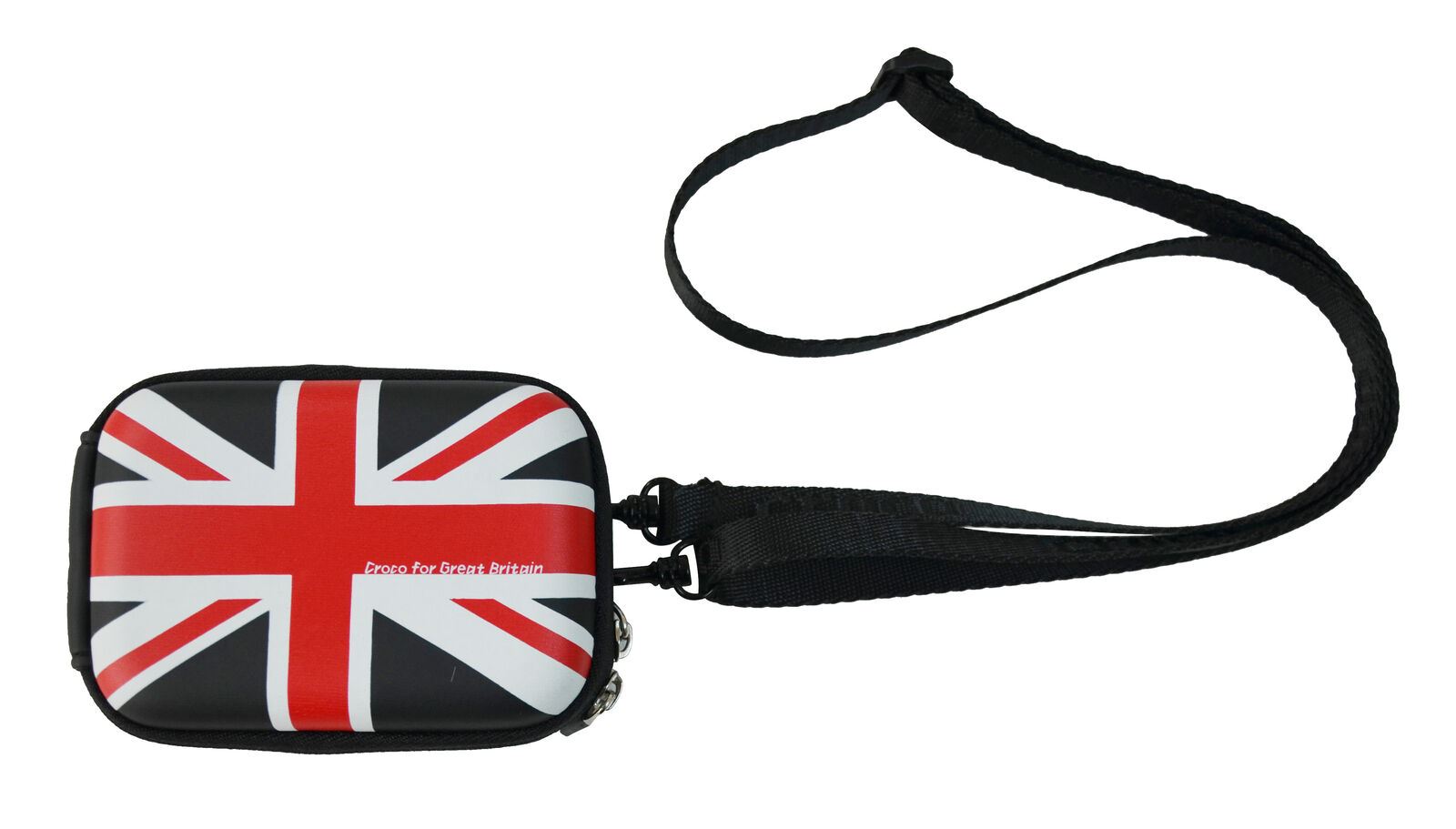 Croco Union Jack Flag Tough Case Shock/Water Proof for a Digital Cameras [Medium] - Black