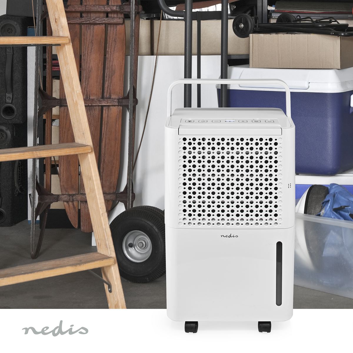 Nedis Dehumidifier 10L/Day, Automatic Dry Function, Laundry Mode, 100 m/h Airflow, White