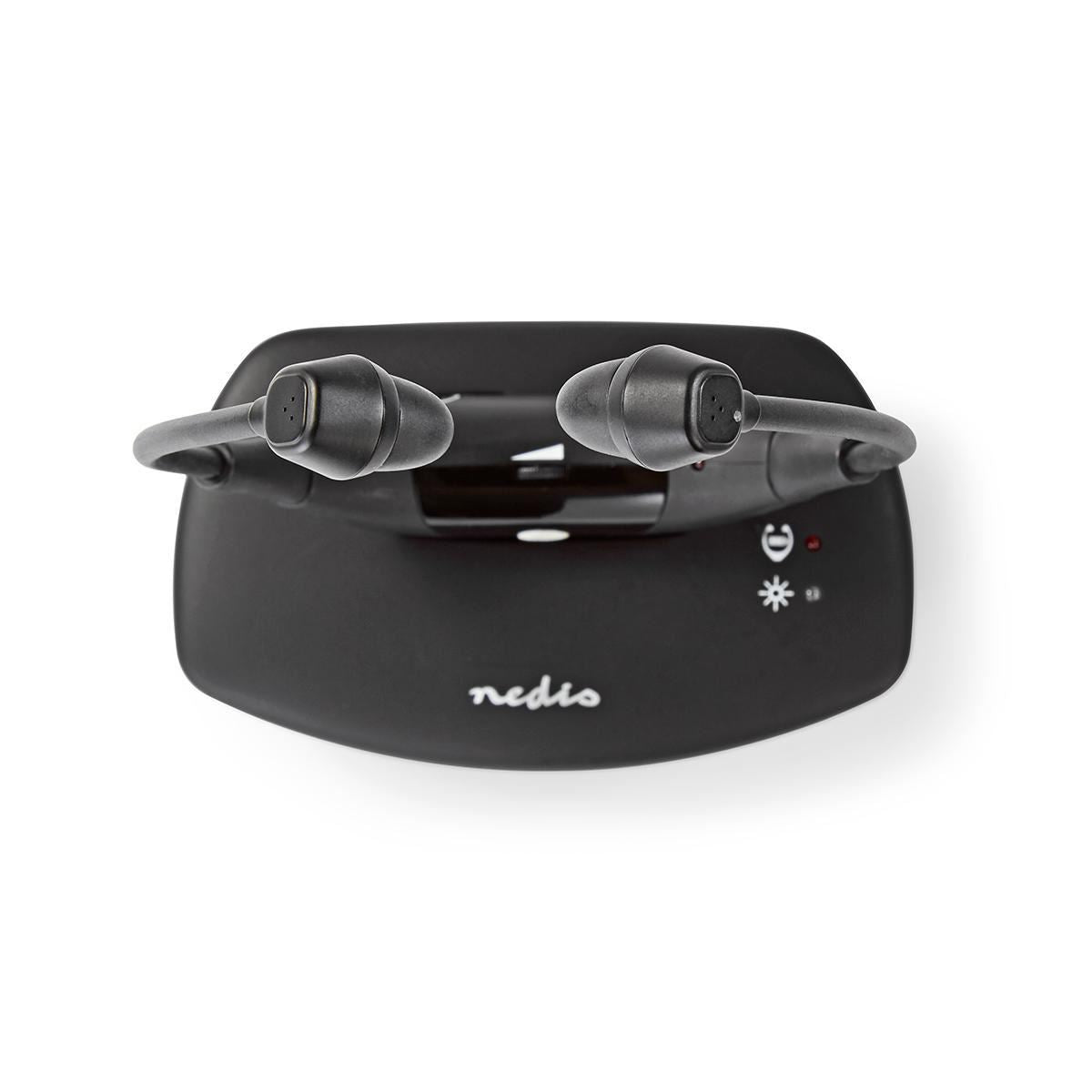Nedis Wireless TV Headphones | RF, frequency 868 Mhz | In-Ear | Maximum battery play time: 4.5 hrs | 35 m | Digital Audio | Charging dock | Balance control | Black