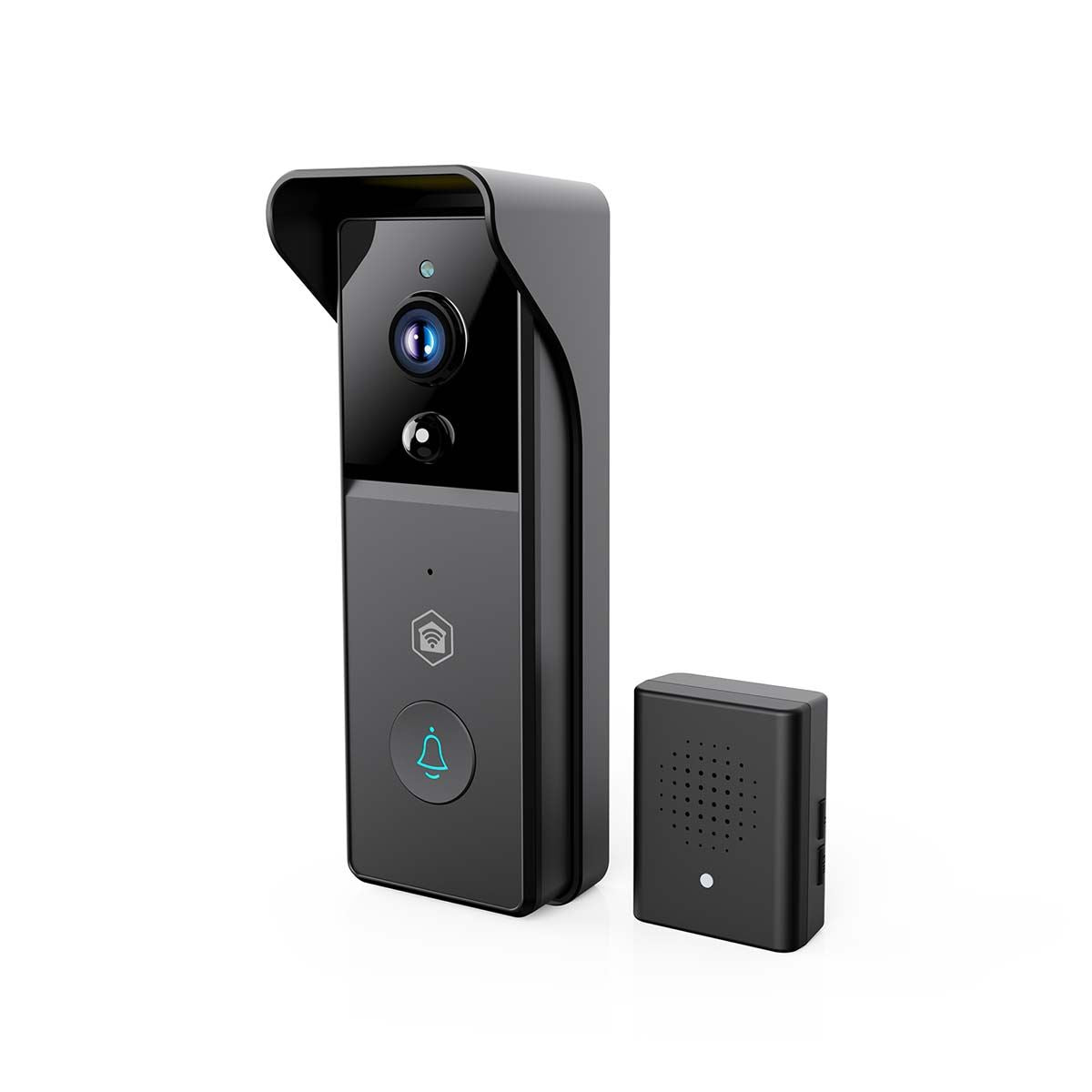 Nedis SmartLife Wireless Video Doorbell WiFi Camera, Battery Powered | 3MP Full HD 1296p | Cloud Storage (optional) / microSD (not included) | IP44 | With motion sensor | Night vision | Black