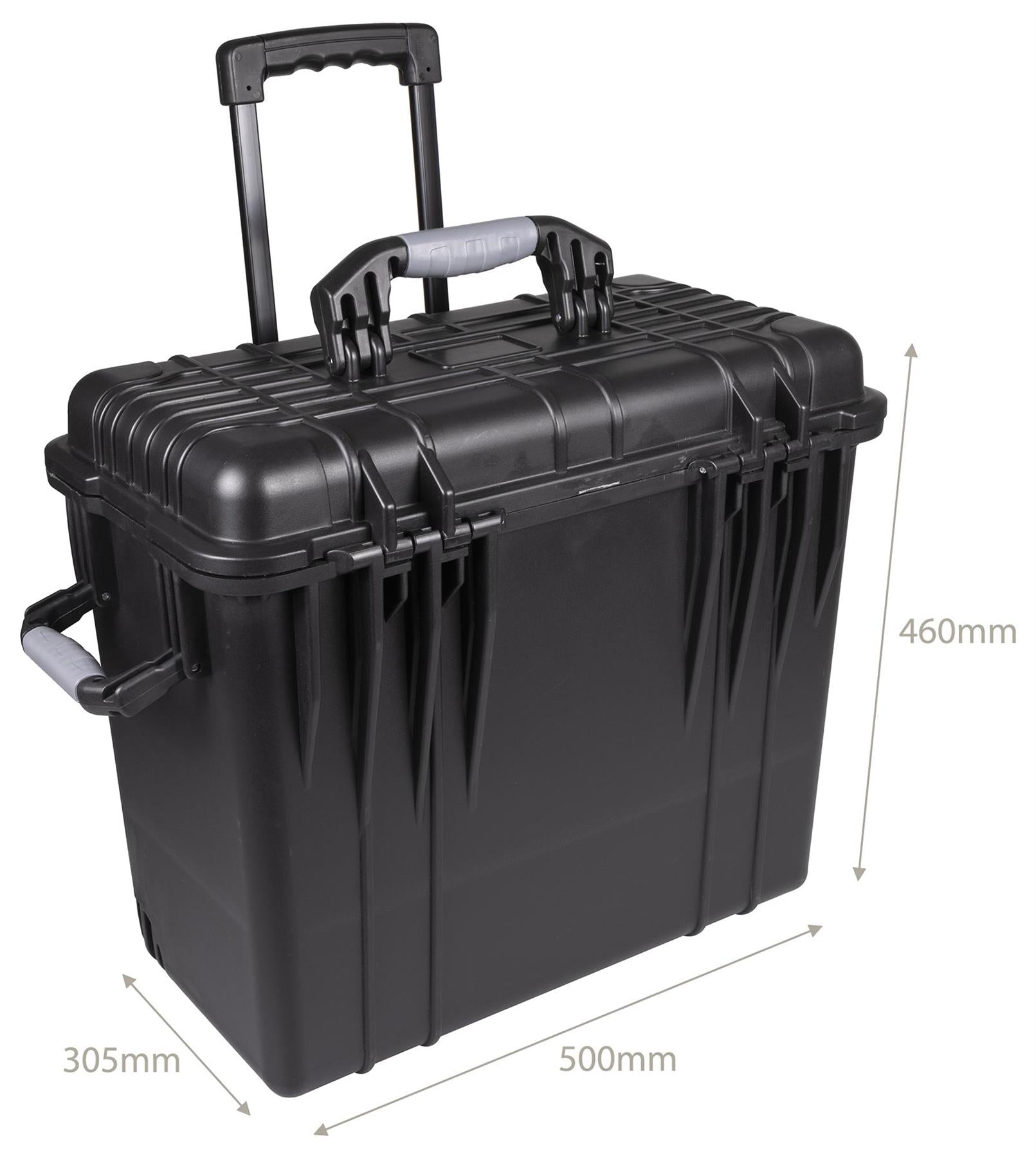 Waterproof Travel Flight Dry Box Hard Carry Case on Wheels Foam Tool Camera Storage Box Protective Black 460mm x 500mm x 305mm -